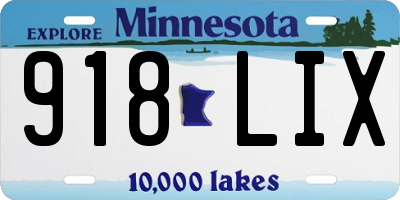 MN license plate 918LIX
