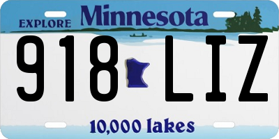 MN license plate 918LIZ