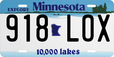 MN license plate 918LOX