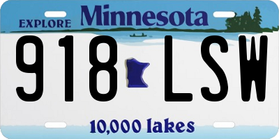 MN license plate 918LSW