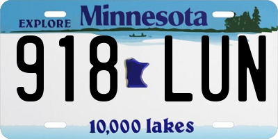 MN license plate 918LUN