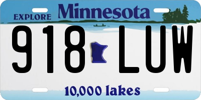 MN license plate 918LUW