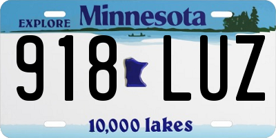MN license plate 918LUZ