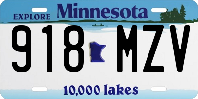 MN license plate 918MZV