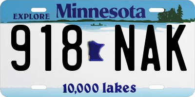 MN license plate 918NAK