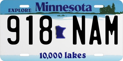 MN license plate 918NAM