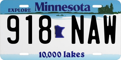 MN license plate 918NAW