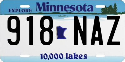 MN license plate 918NAZ