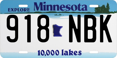 MN license plate 918NBK