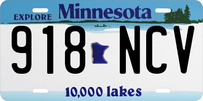 MN license plate 918NCV