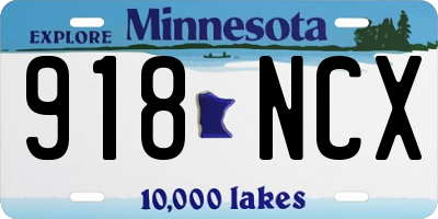 MN license plate 918NCX