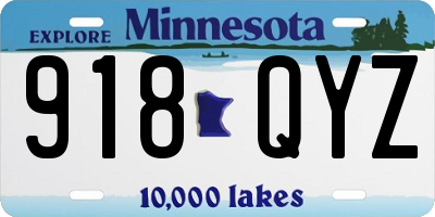 MN license plate 918QYZ