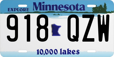 MN license plate 918QZW