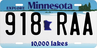 MN license plate 918RAA