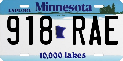 MN license plate 918RAE