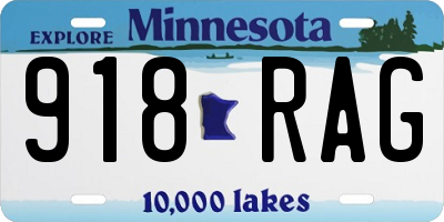 MN license plate 918RAG