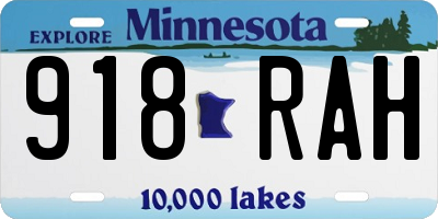 MN license plate 918RAH
