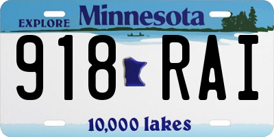 MN license plate 918RAI