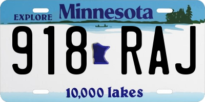 MN license plate 918RAJ