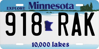 MN license plate 918RAK