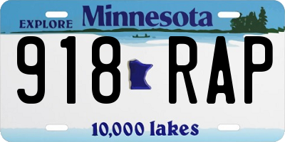 MN license plate 918RAP