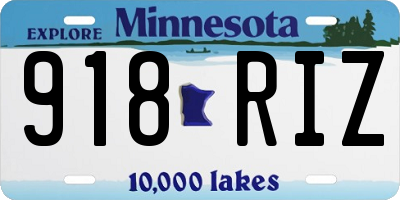MN license plate 918RIZ