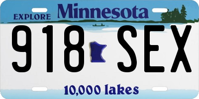 MN license plate 918SEX