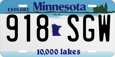 MN license plate 918SGW