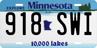 MN license plate 918SWI