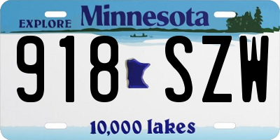 MN license plate 918SZW