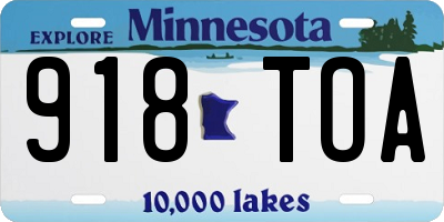 MN license plate 918TOA