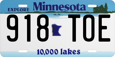 MN license plate 918TOE
