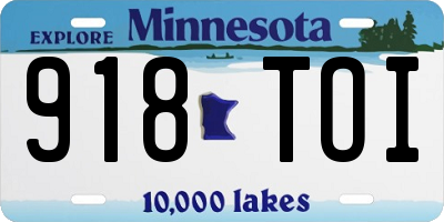 MN license plate 918TOI