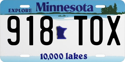 MN license plate 918TOX