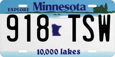 MN license plate 918TSW