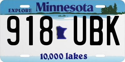 MN license plate 918UBK