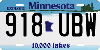 MN license plate 918UBW