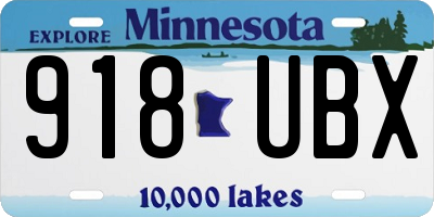 MN license plate 918UBX