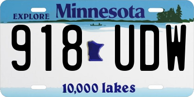 MN license plate 918UDW