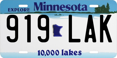 MN license plate 919LAK