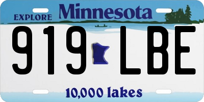 MN license plate 919LBE