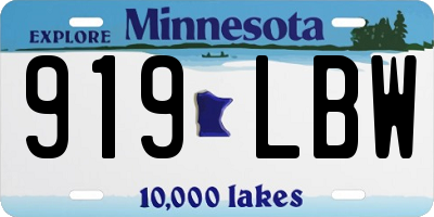 MN license plate 919LBW
