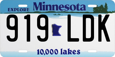 MN license plate 919LDK