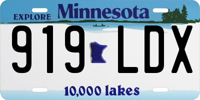 MN license plate 919LDX