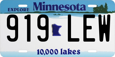 MN license plate 919LEW