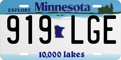 MN license plate 919LGE