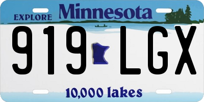 MN license plate 919LGX