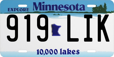 MN license plate 919LIK