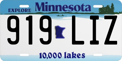 MN license plate 919LIZ