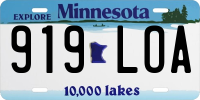 MN license plate 919LOA